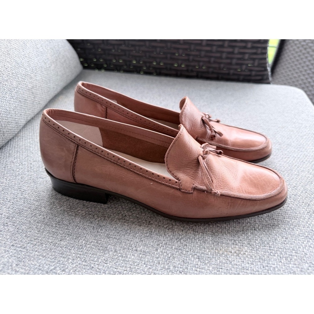 Sesto Meucci Leather Loafers Women 5.5 Tan Good Tassel Made in Italy Brogue - Picture 8 of 8
